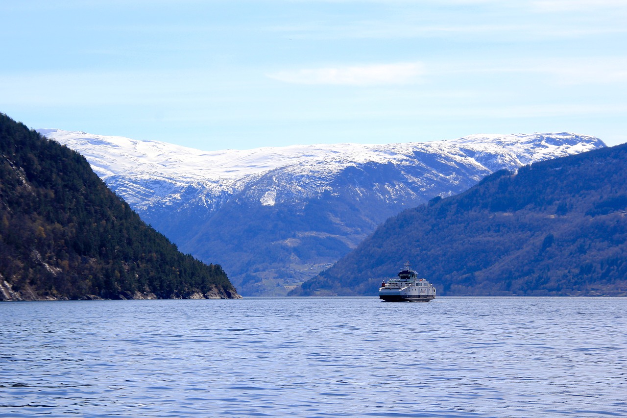 ferry fjord water free photo