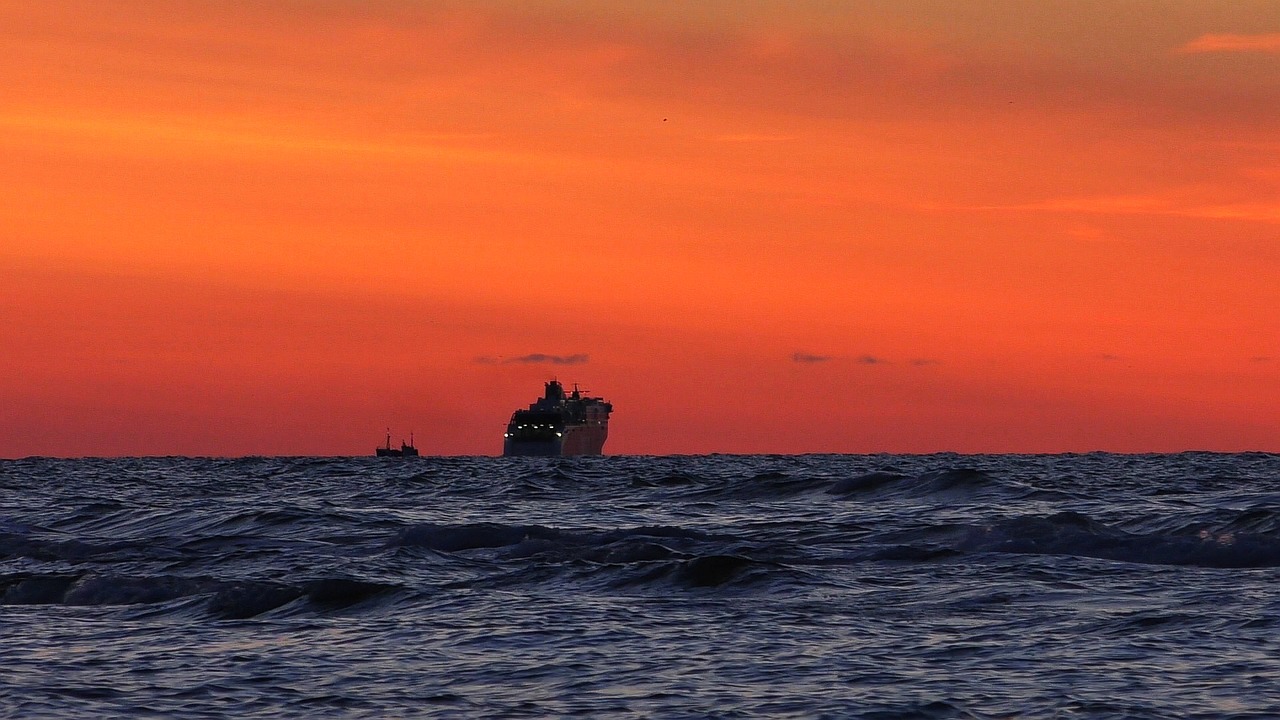 ferry sunset water free photo