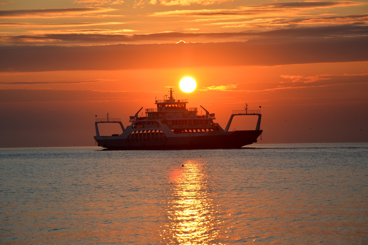 ferry  sunrise  dawn free photo