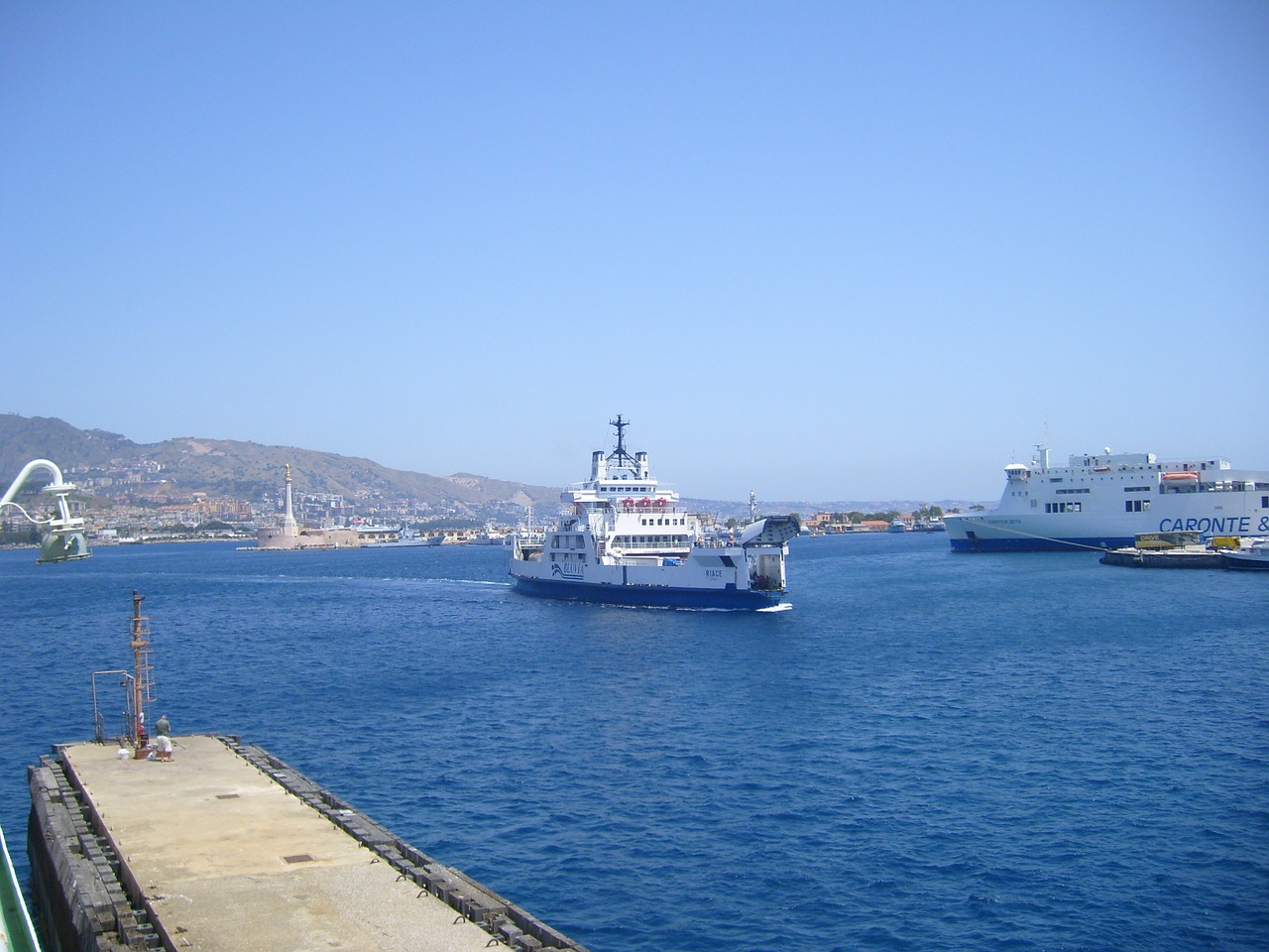 ferry sicily strait messina free photo