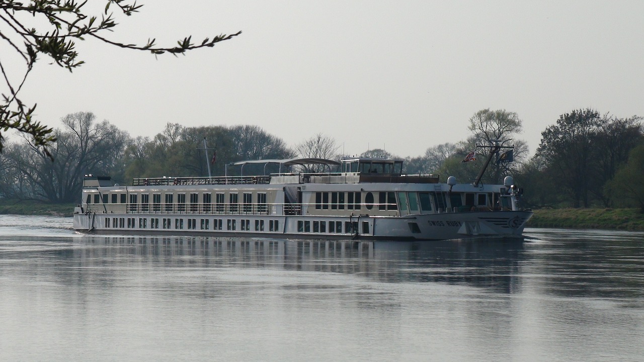 ferry river sky free photo