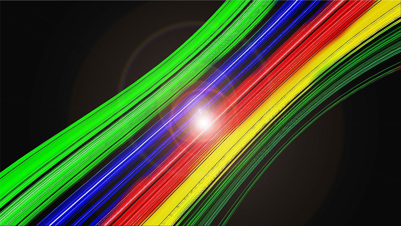 fiber optic cable rainbow colors background free photo
