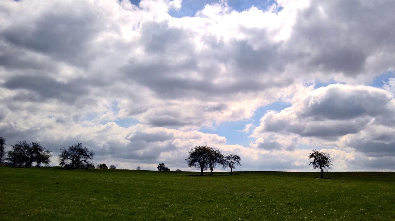 field sky clouds free photo