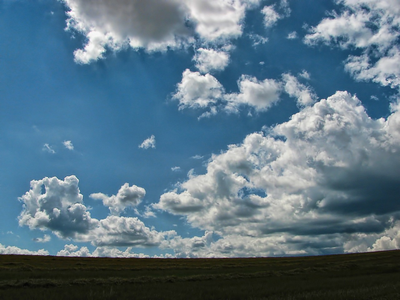 field sky clouds free photo