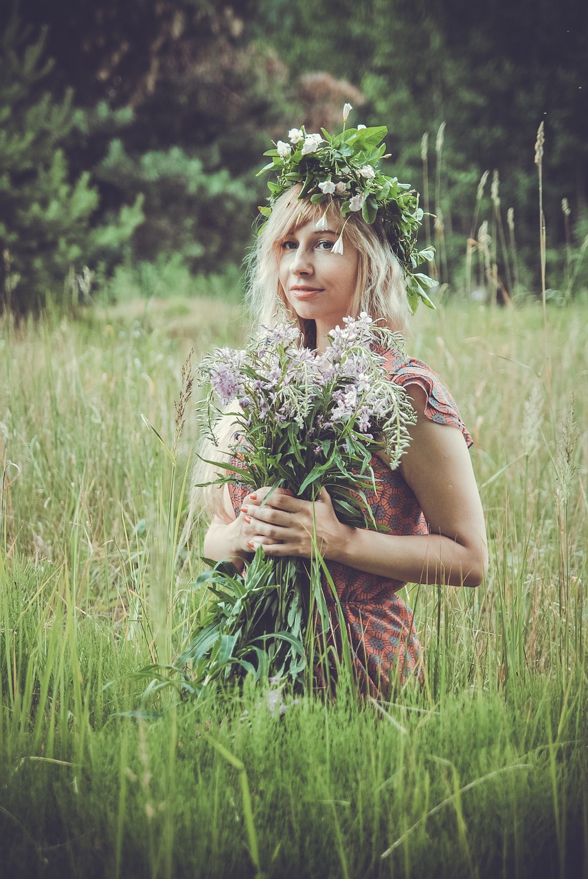 field  flowers  girl free photo