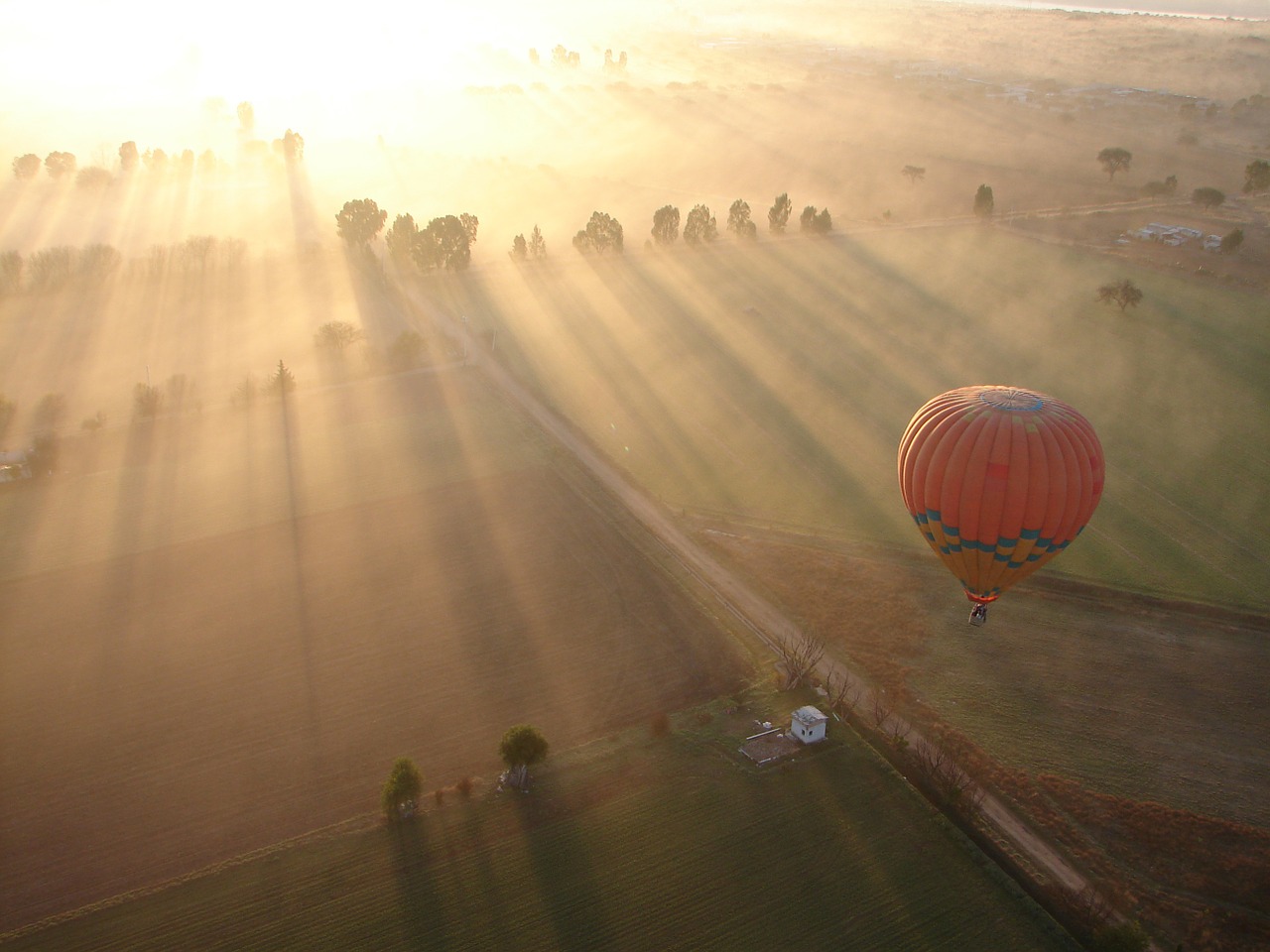 field balloon dawn free photo