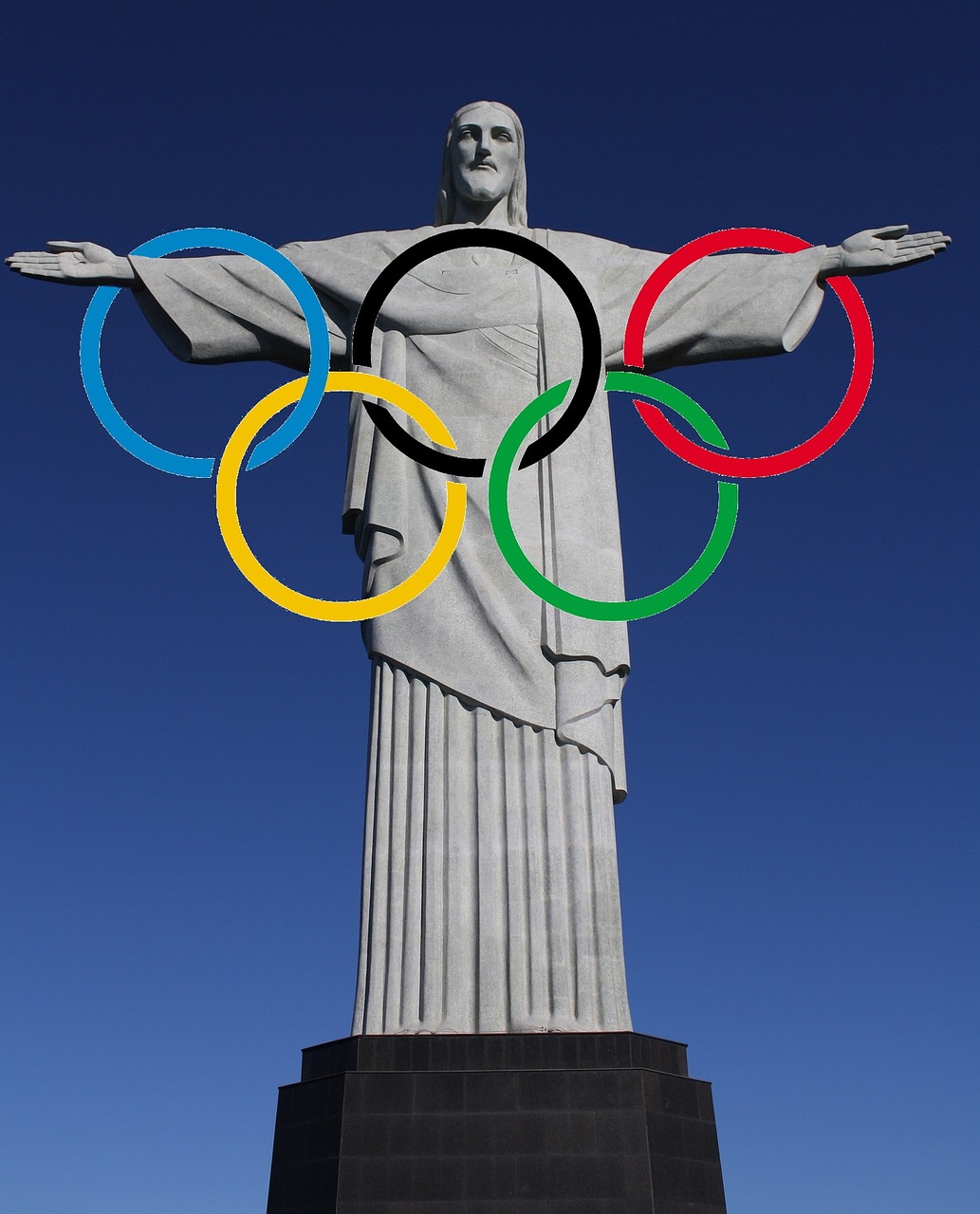 figure of christ olympic rings rio de janeiro free photo
