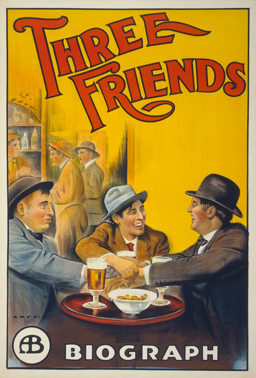 film poster poster three friends free photo