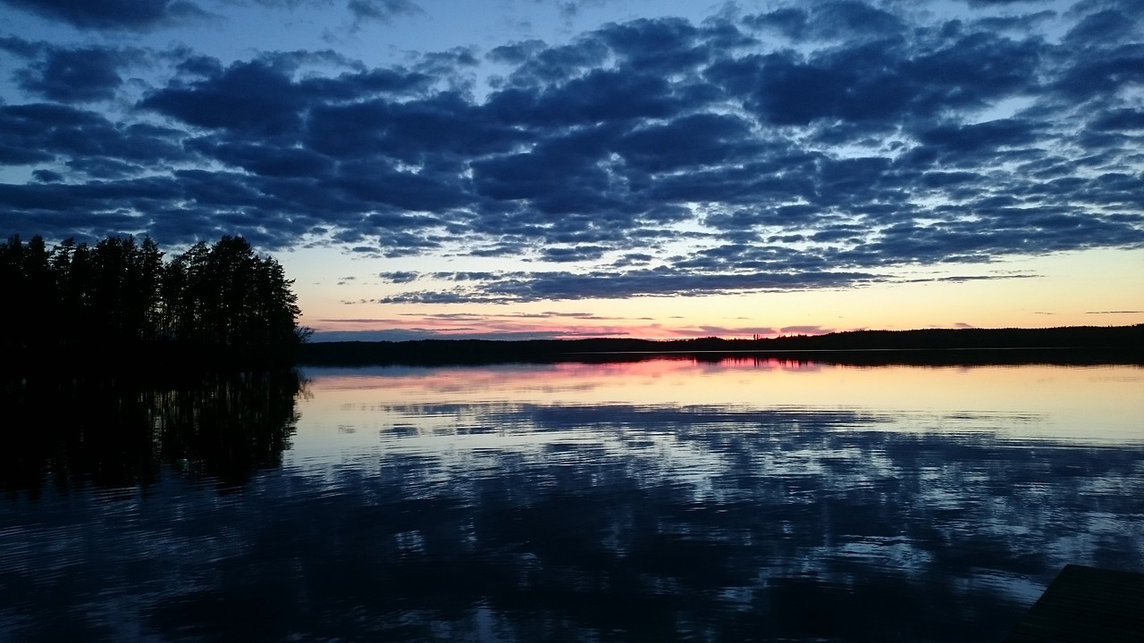 finland sunset lake free photo