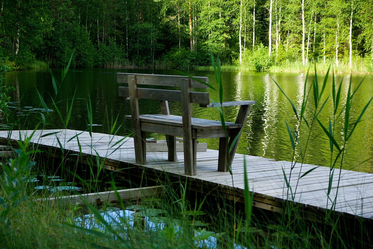 finland lake bench free photo