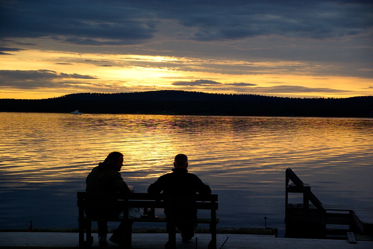 finland lake midnight sun free photo