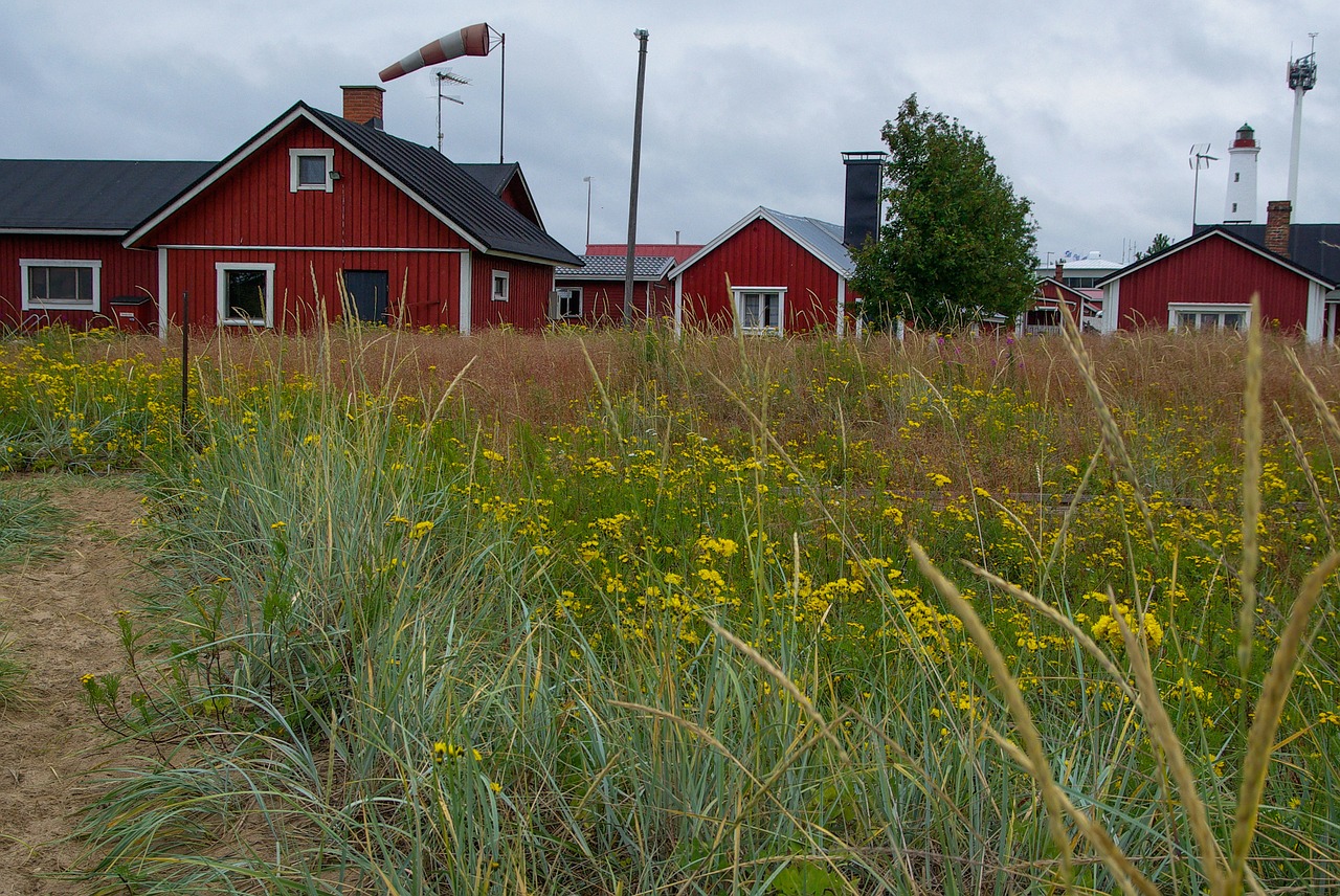 finland lighthouse colorful houses free photo