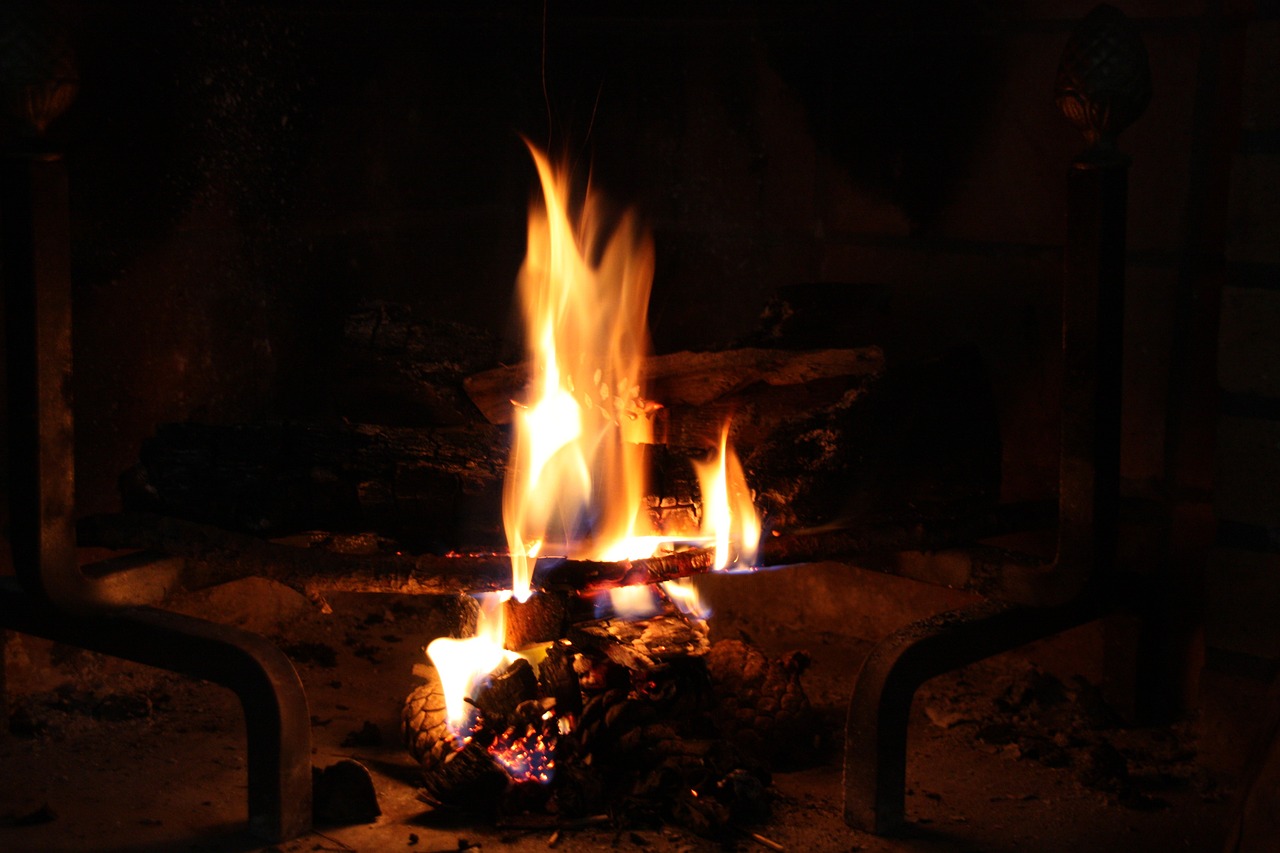 fire fireplace flames free photo
