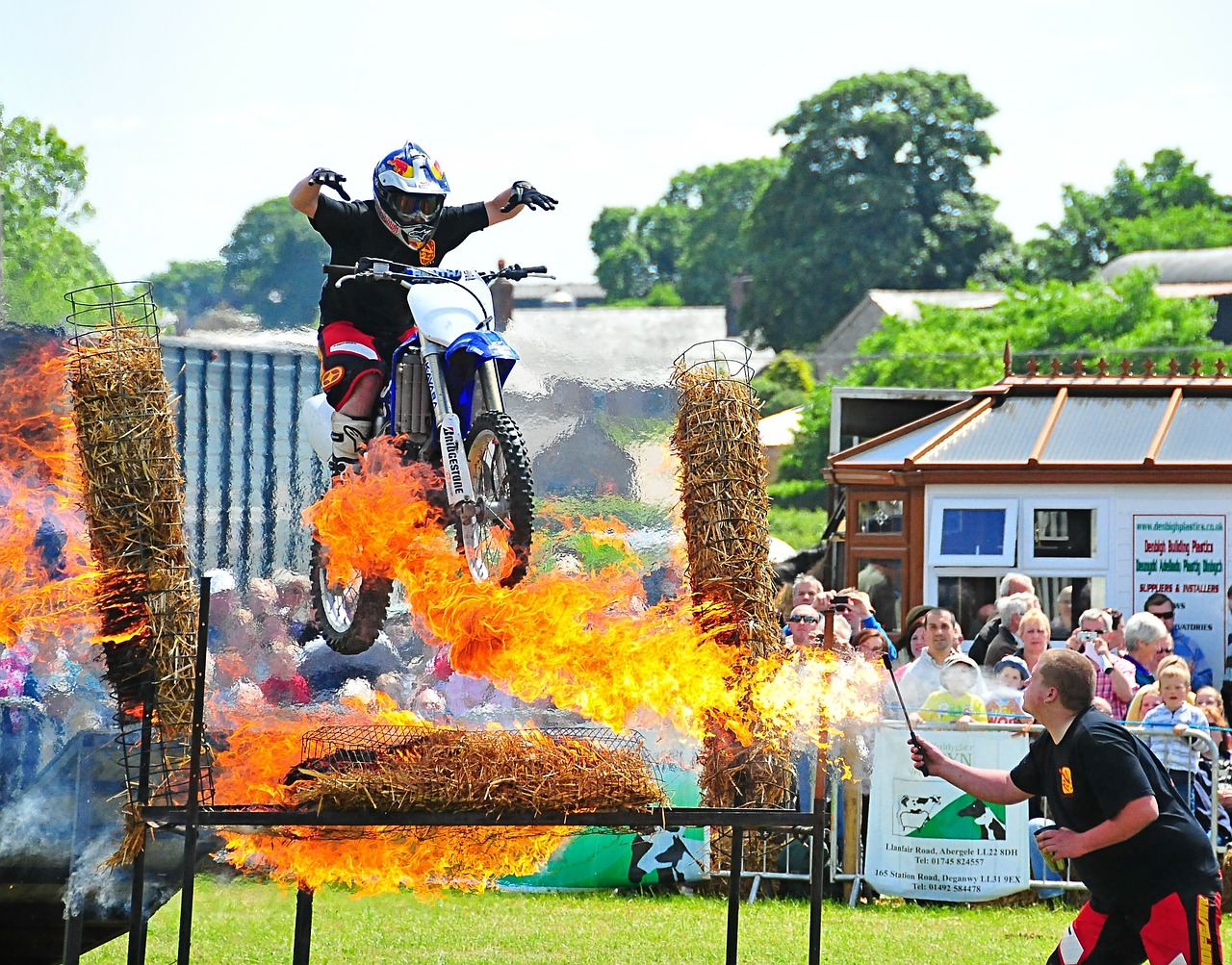fire motorcycles jump free photo