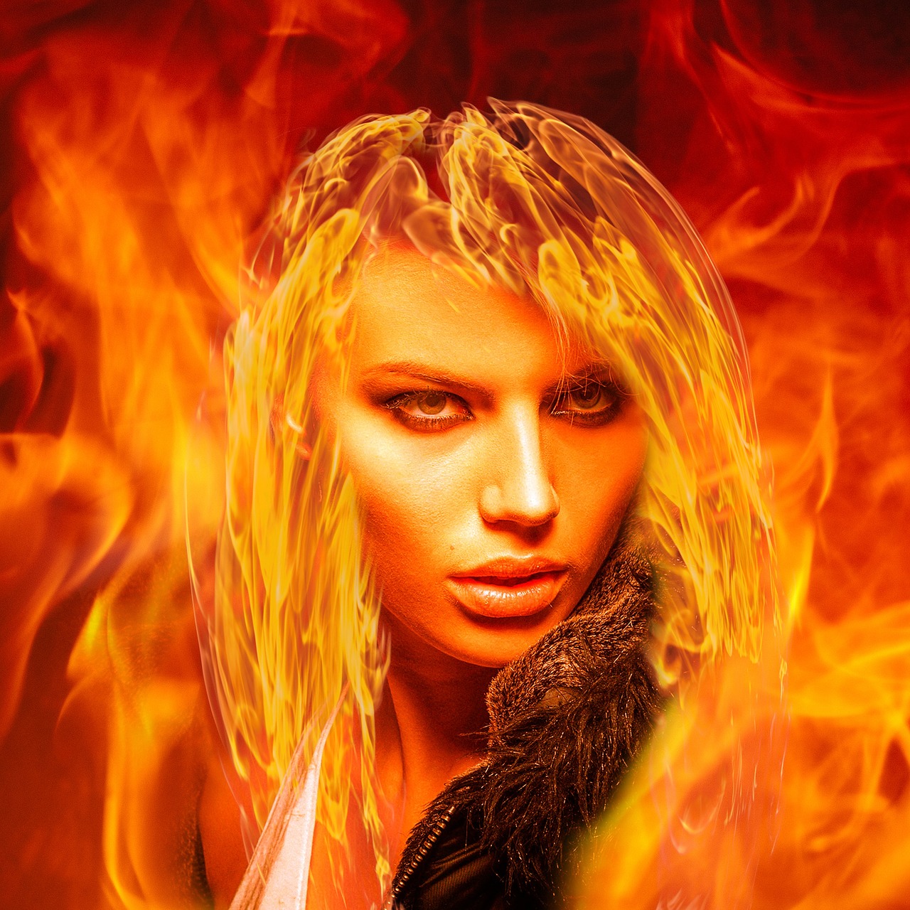 fire woman flame free photo