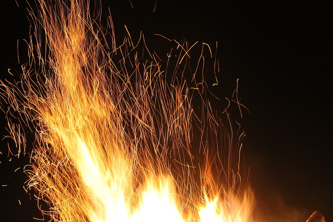 fire at night long shutter speed free photo