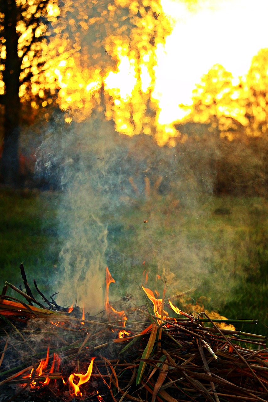 fire smoke sunset free photo
