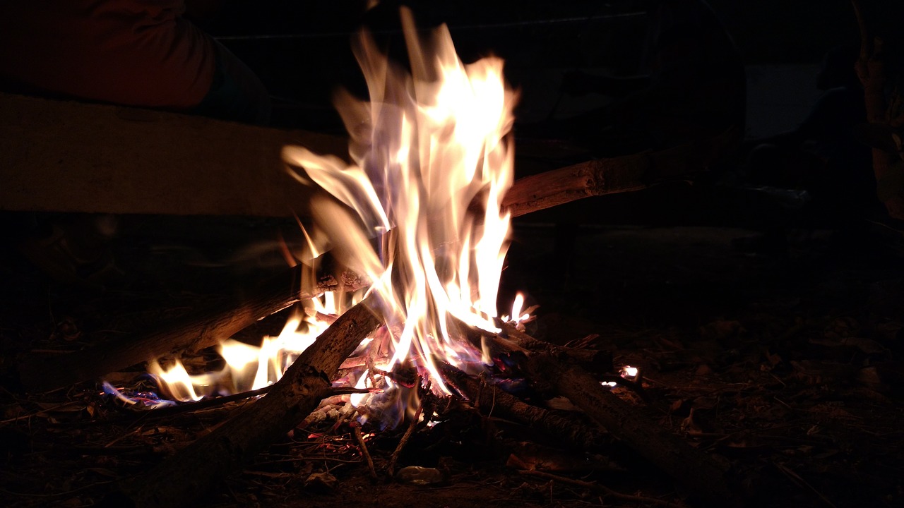 fire night wood free photo