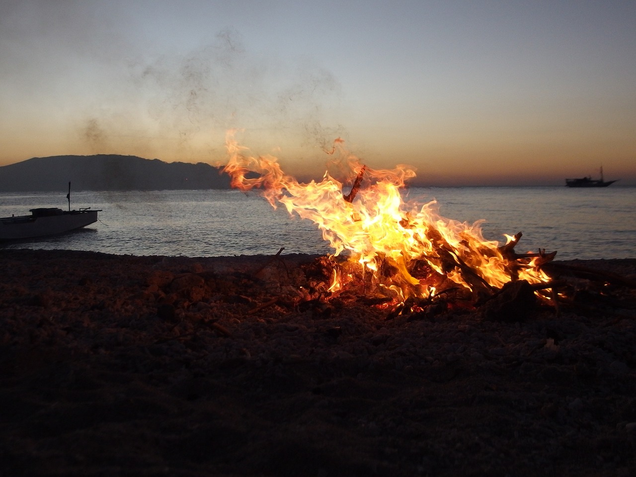 fire bonfire beach free photo