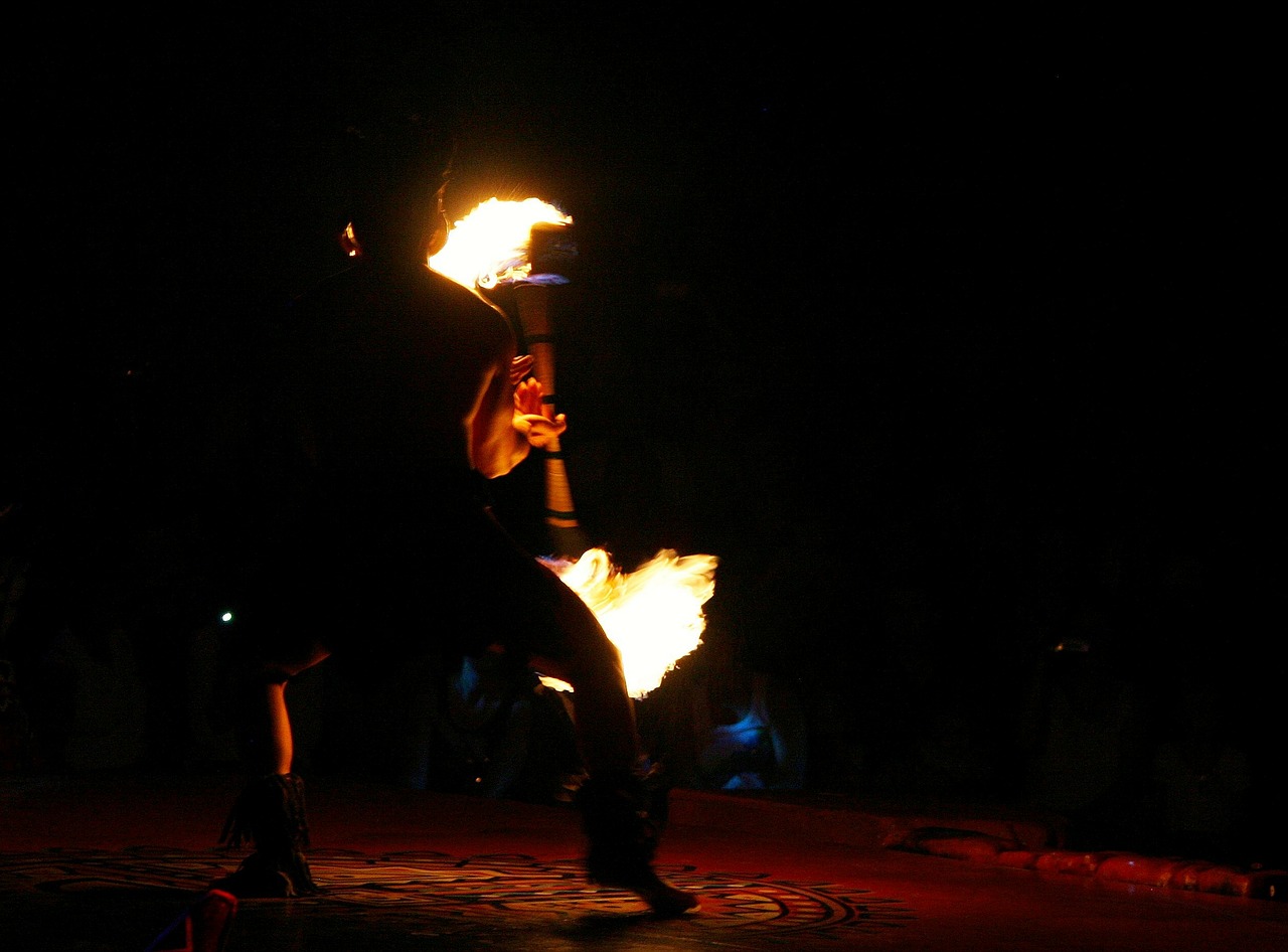 fire dancer silhouette entertainer free photo