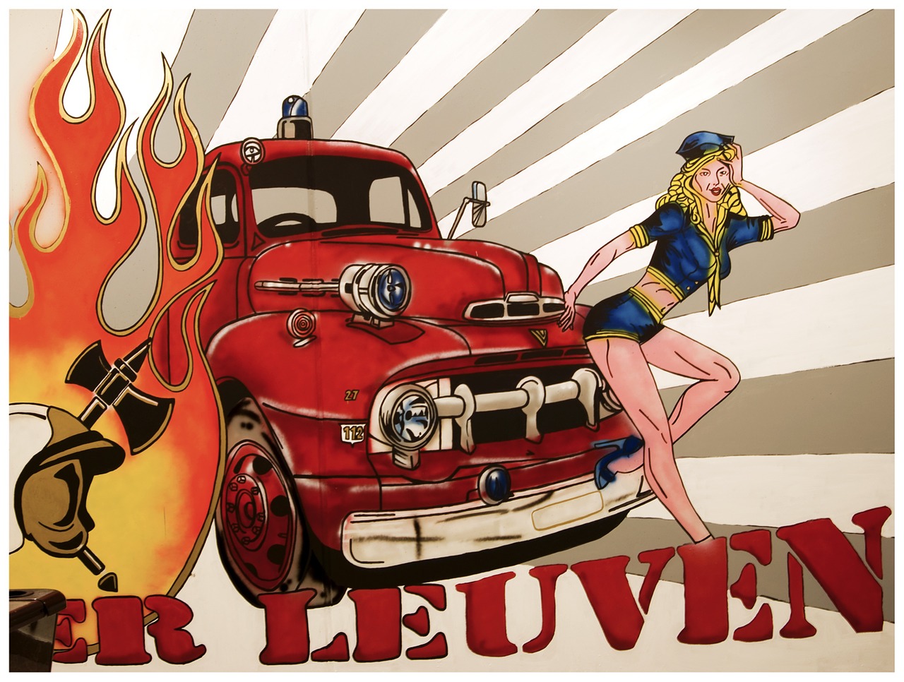 fire department leuven wall decoration free photo