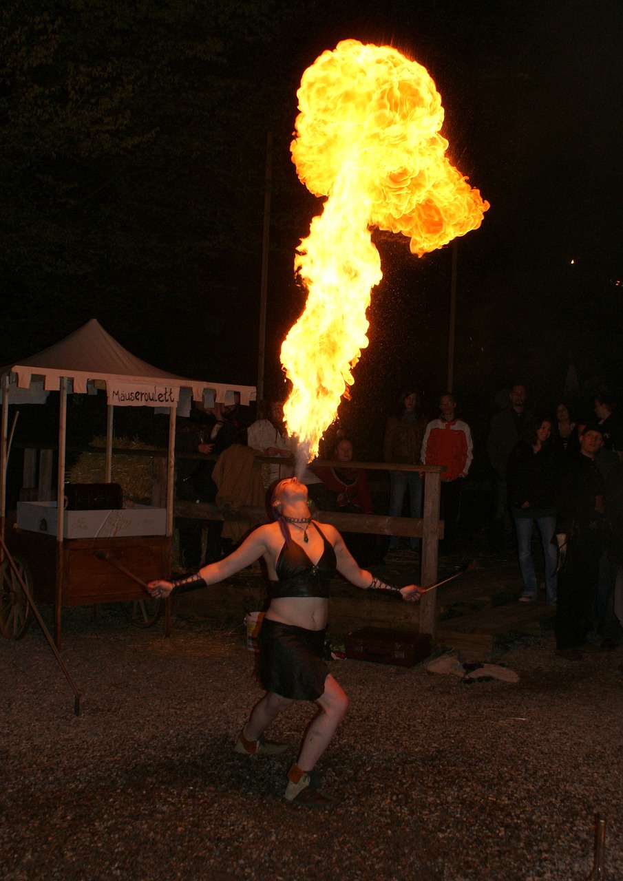 fire eaters medieval market a fire-eater free photo