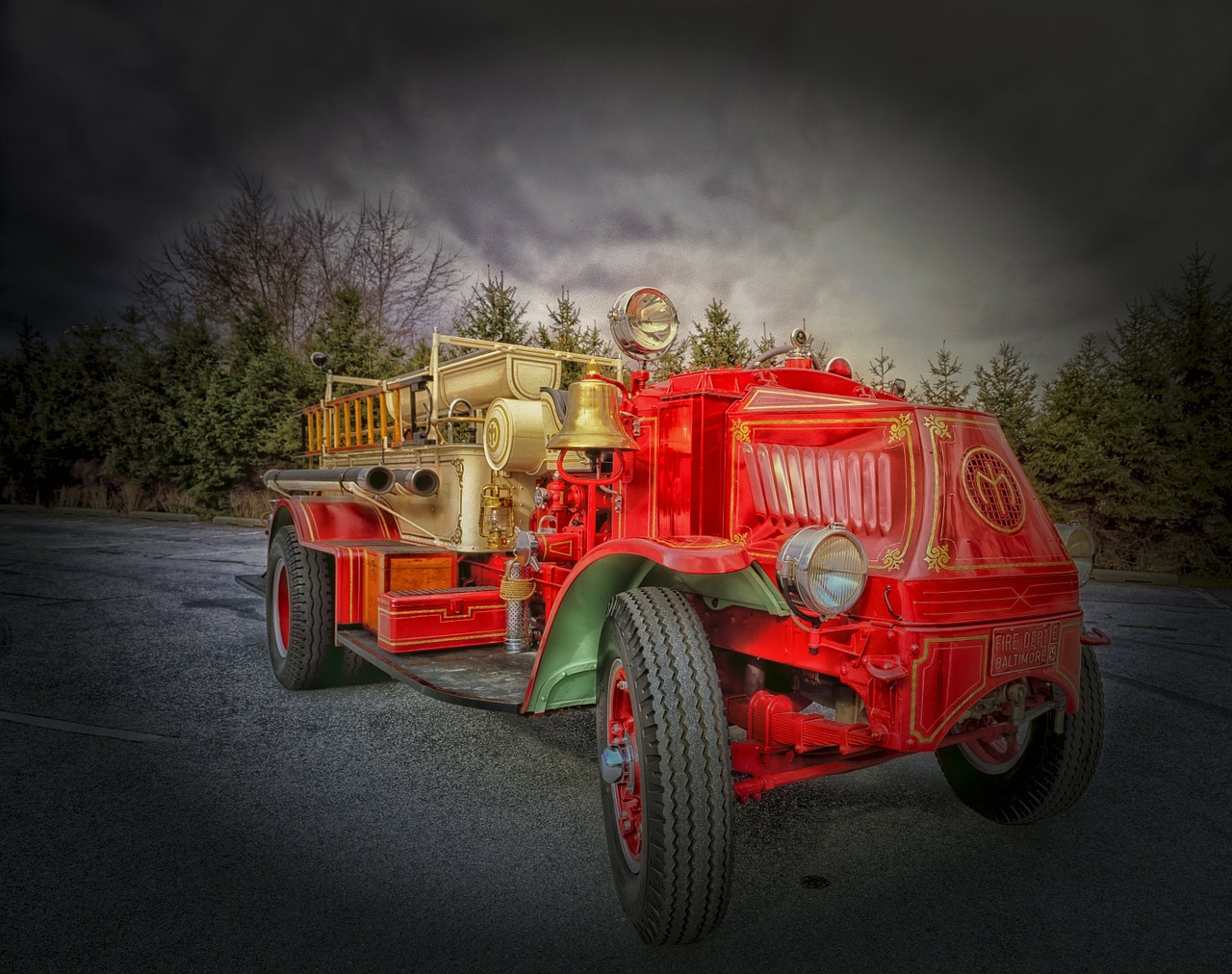 fire engine truck hdr free photo
