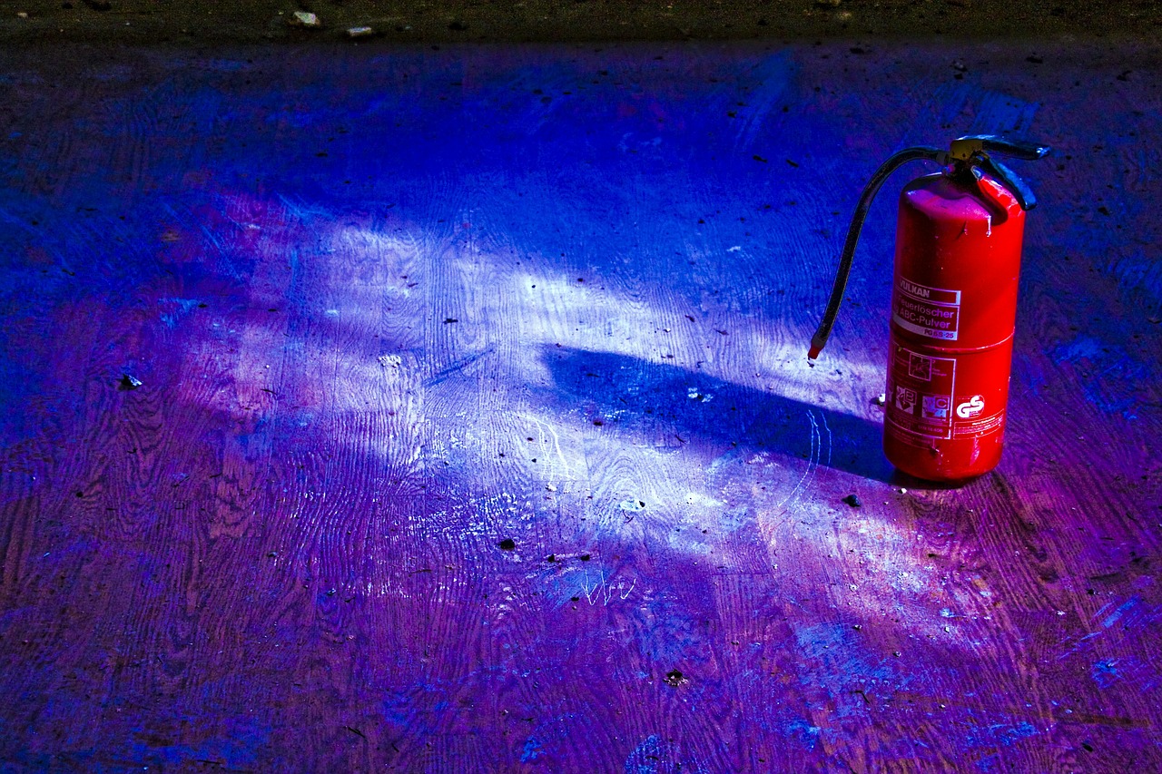 fire extinguisher space shadow free photo