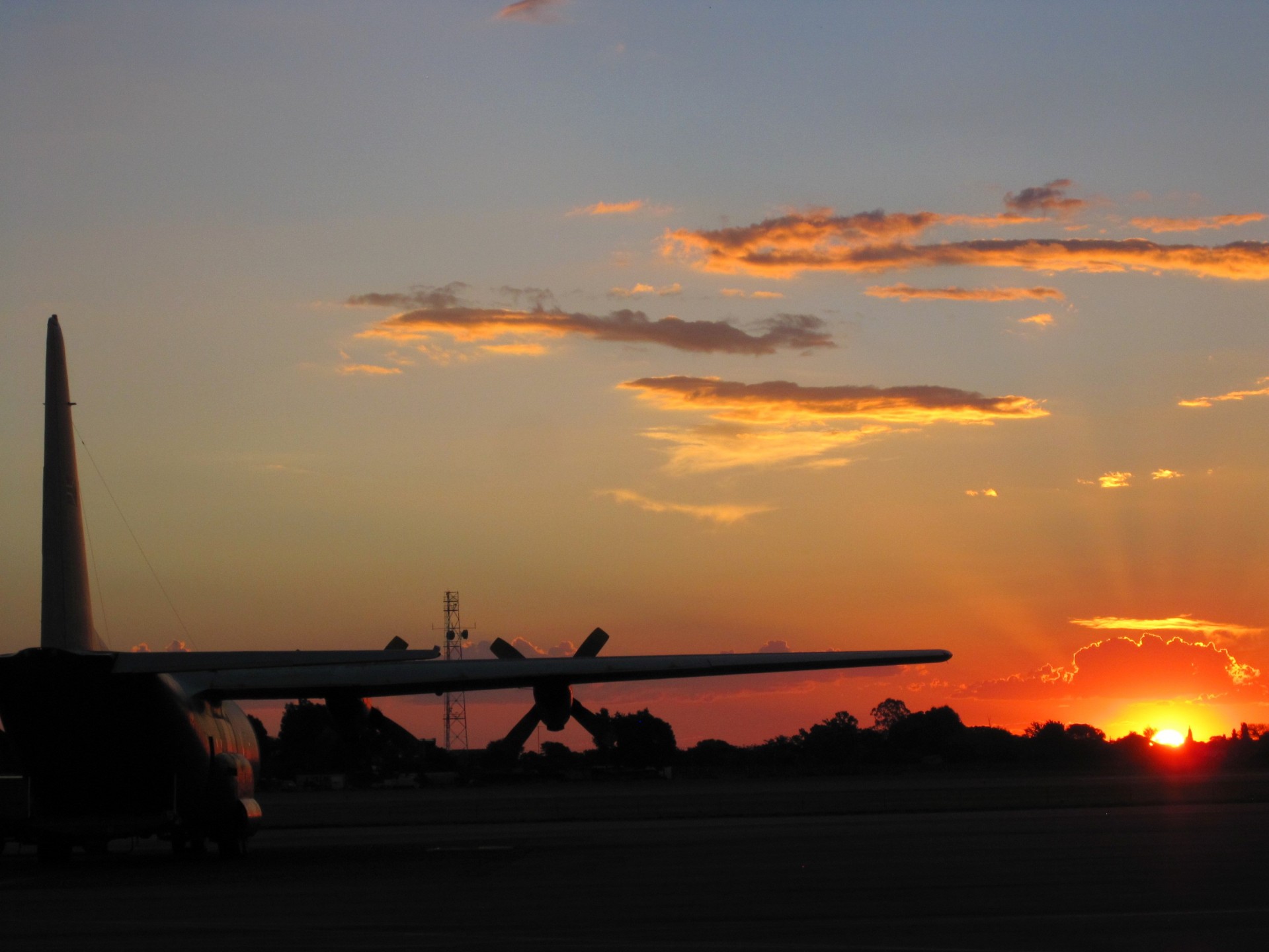 airfield aircraft sunset free photo