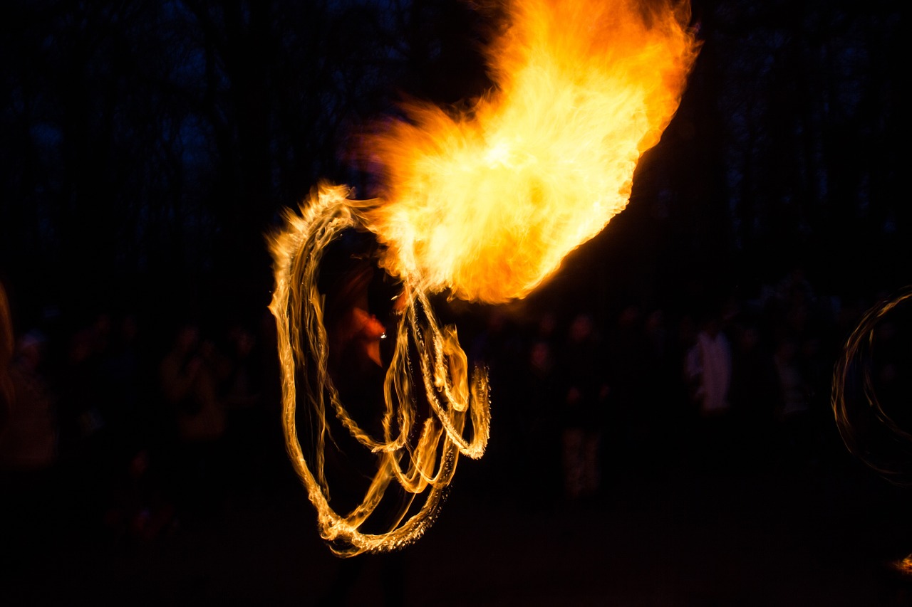 fire show flame evening free photo