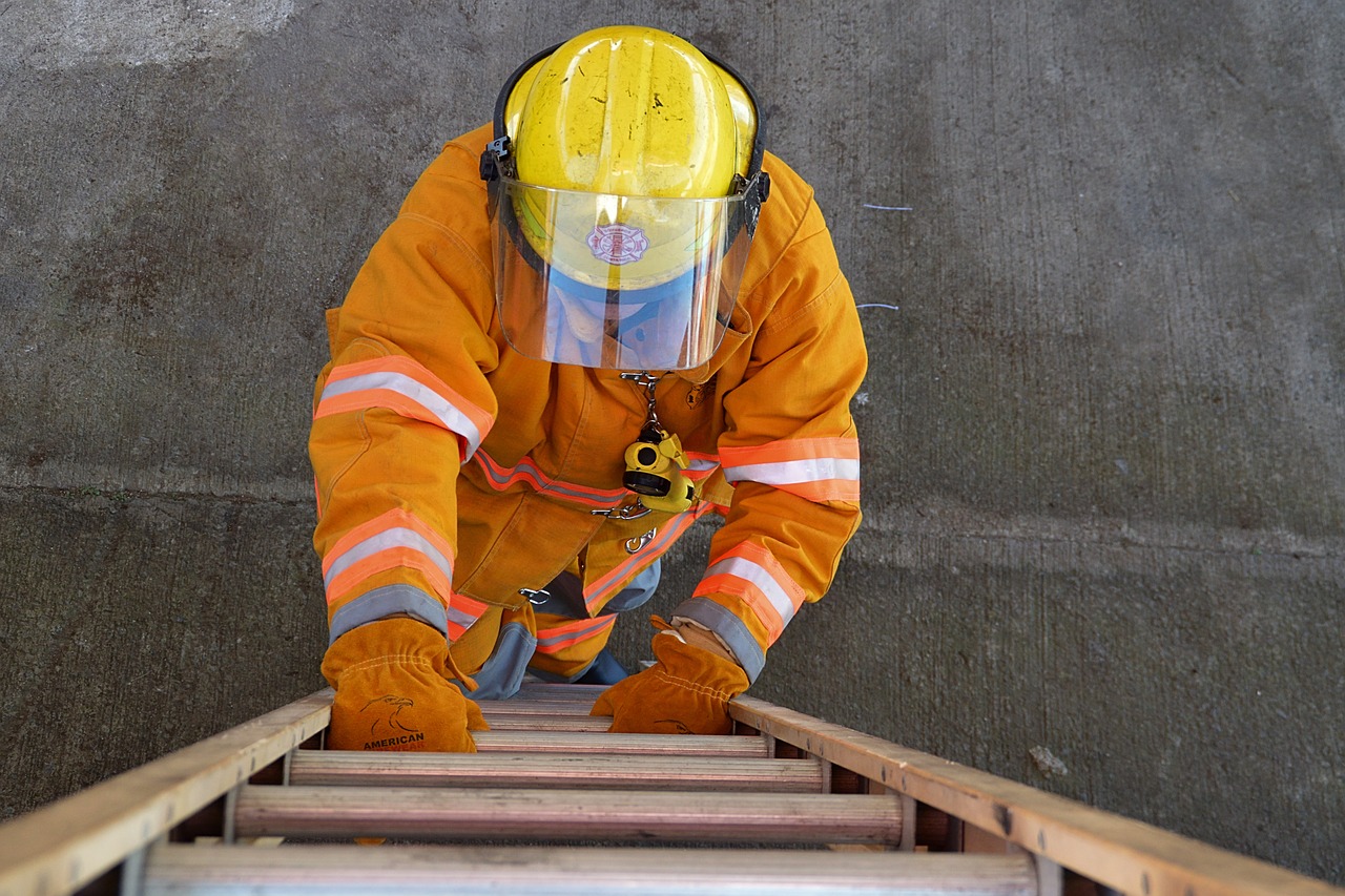 firefighter  ladder  team free photo