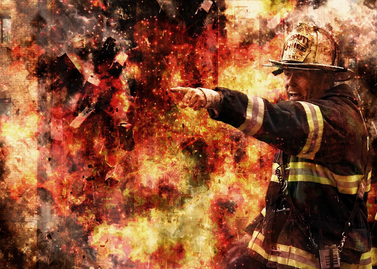 firefighter fire flame free photo