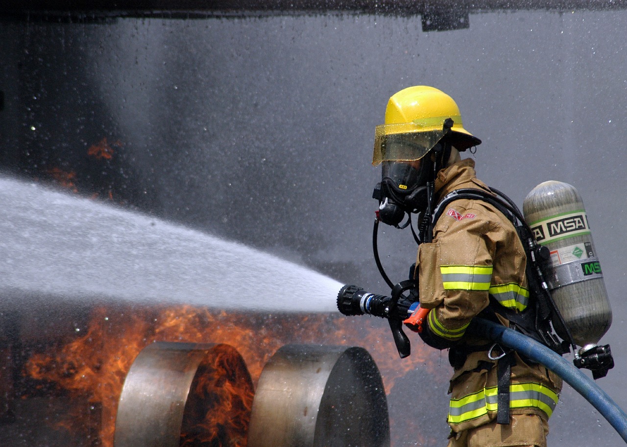 firefighter training simulated plane fire free photo
