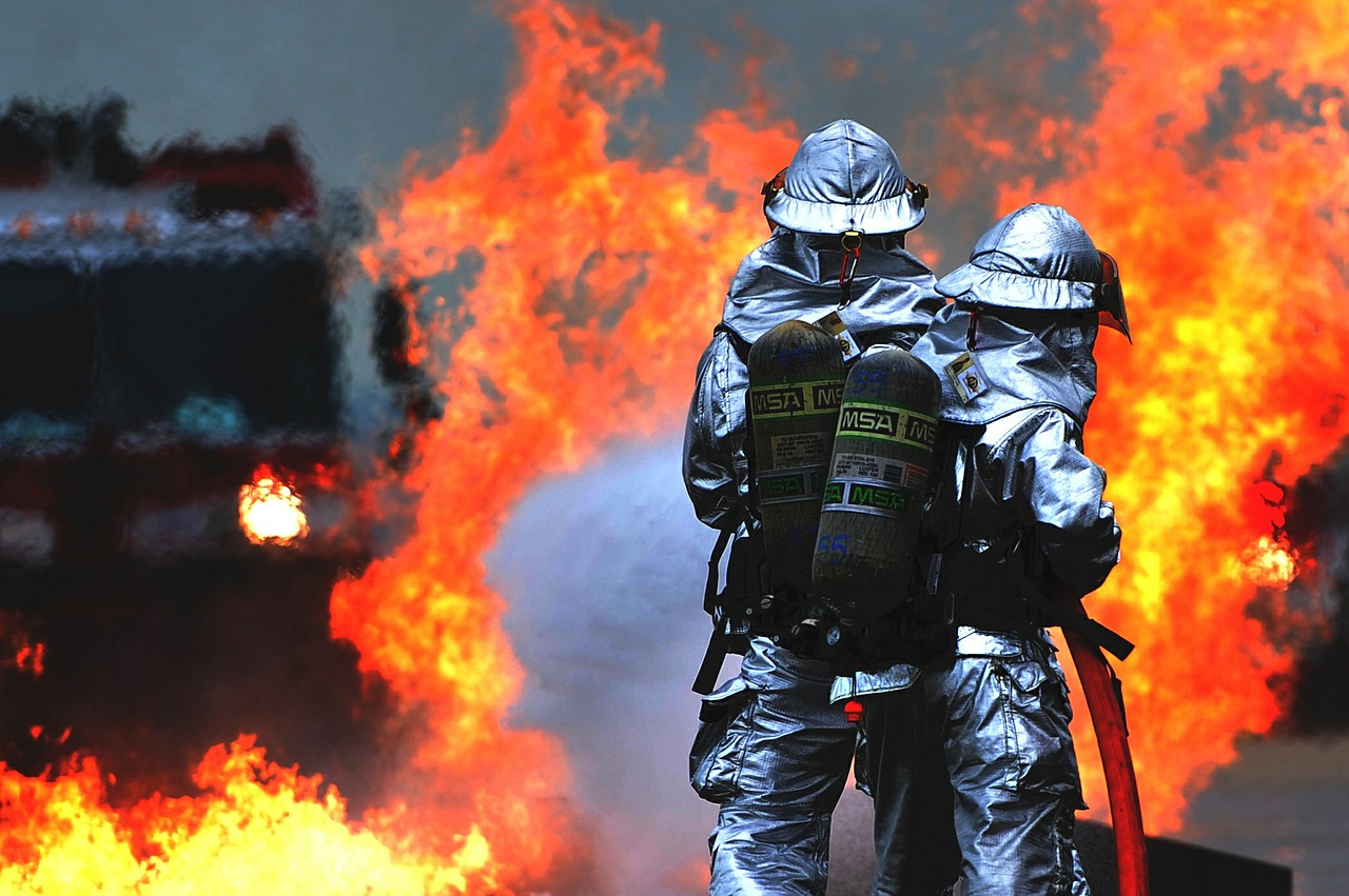 firefighters training simulated plane fire free photo