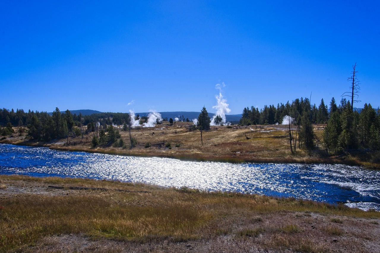 firehole at midway geyser basin  thermal  vapor free photo
