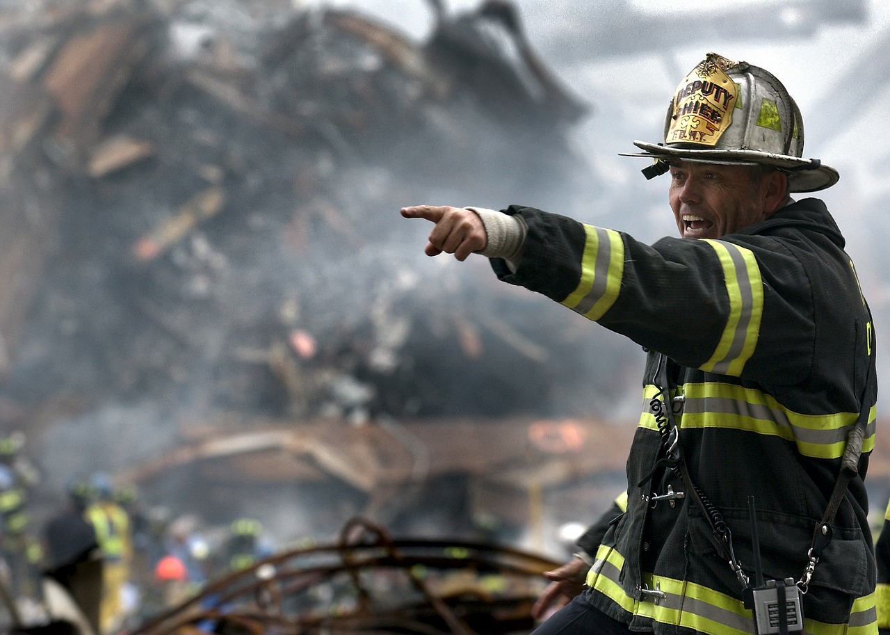 fireman firefighter rubble free photo