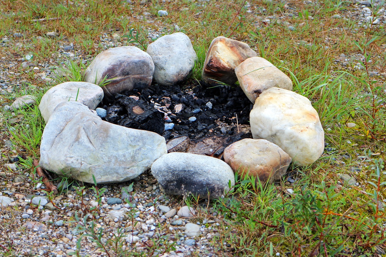 fireplace stone circle stones free photo