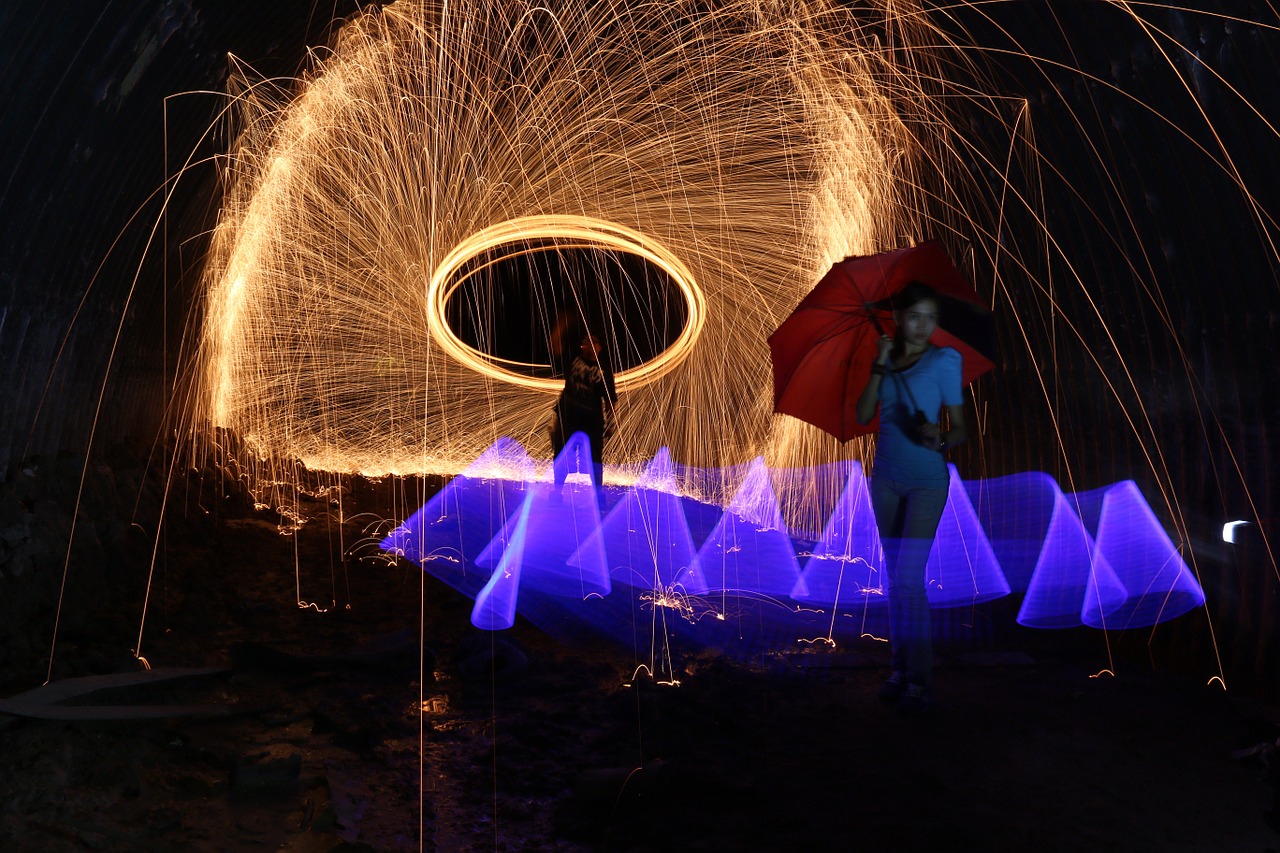 firespin steelwool lightplay free photo