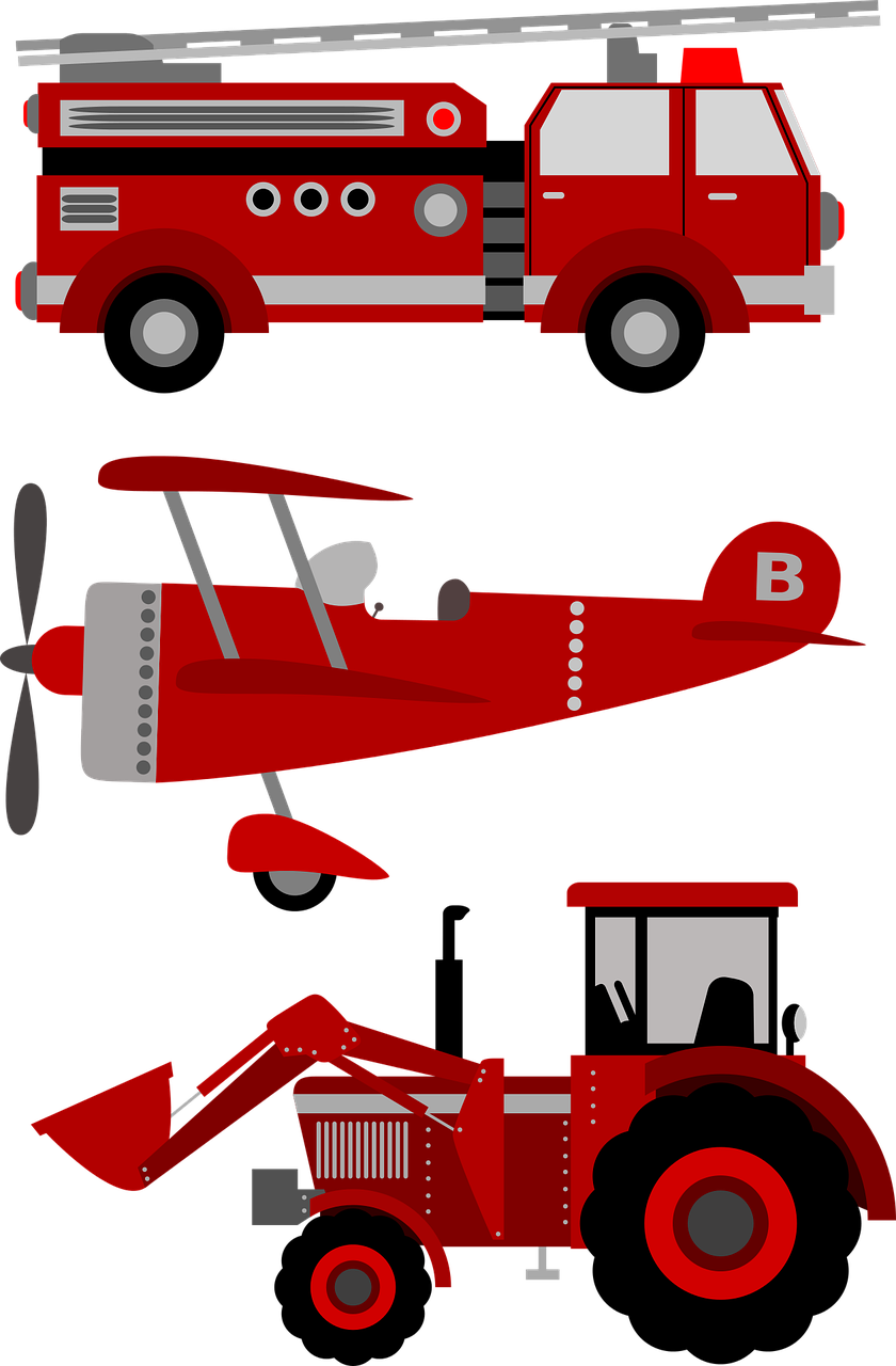 firetruck plane tractor free photo