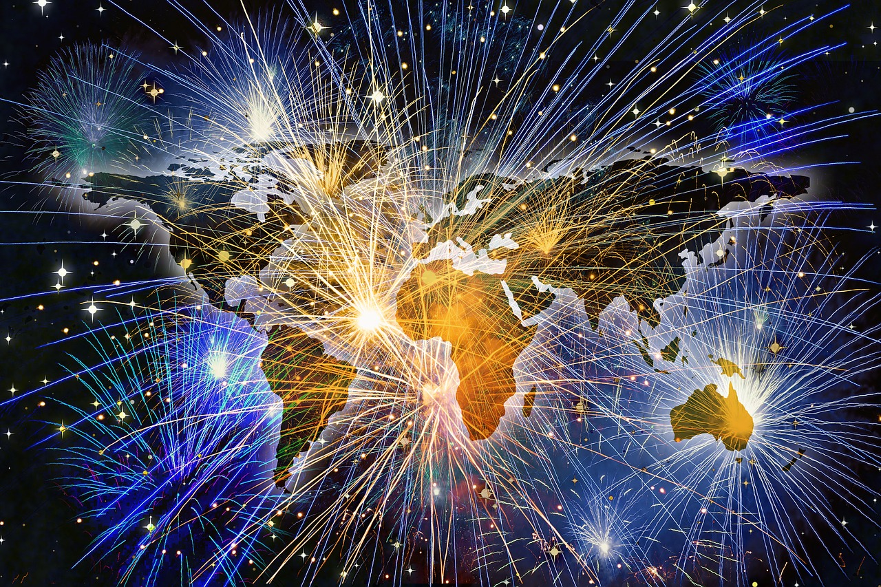 fireworks continents background free photo