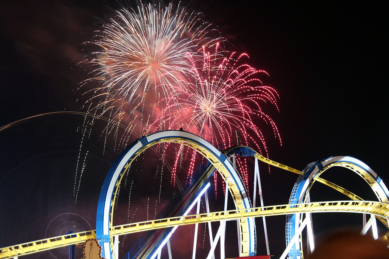 fireworks fair roller coaster free photo