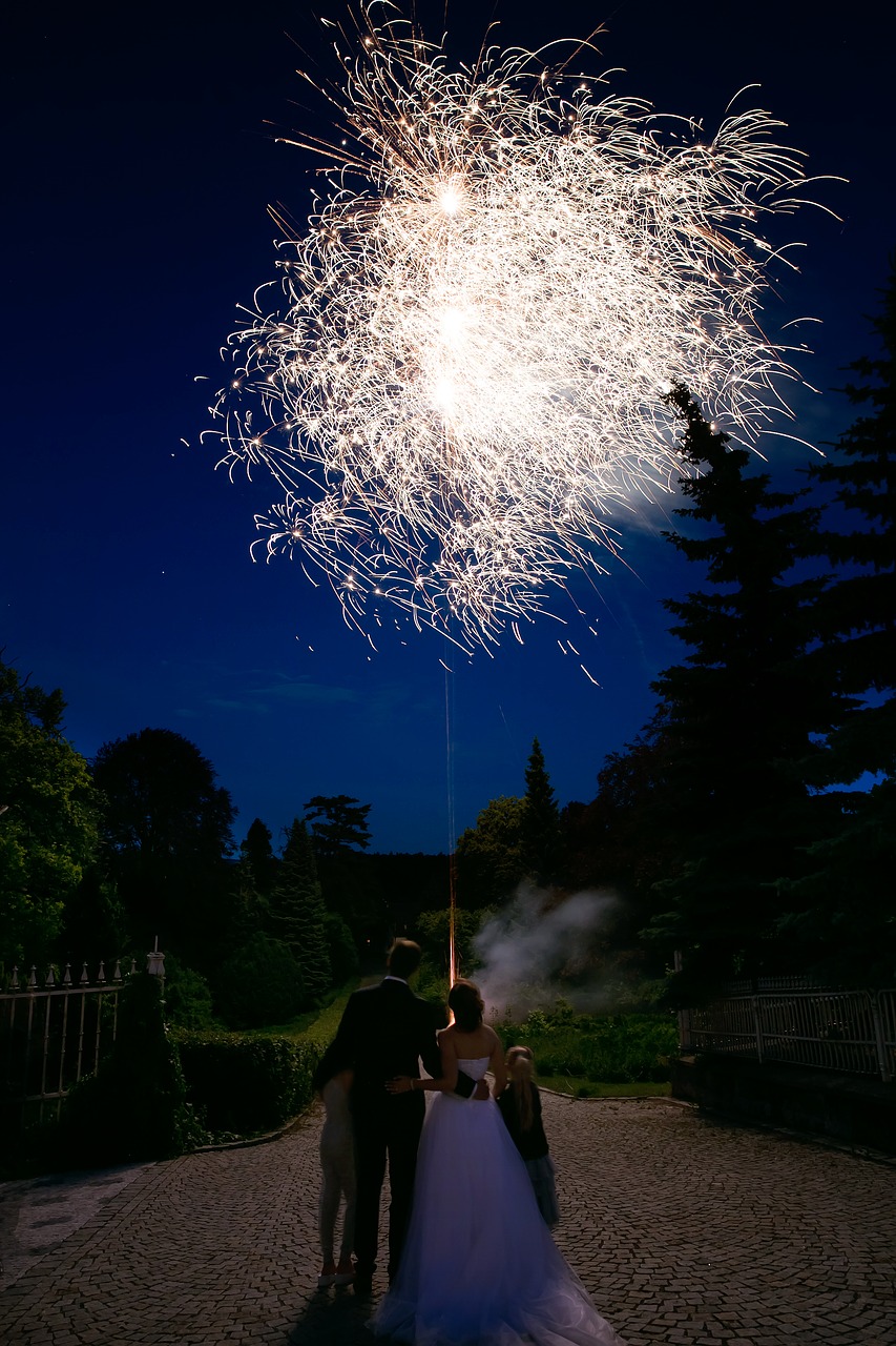 fireworks night wedding free photo