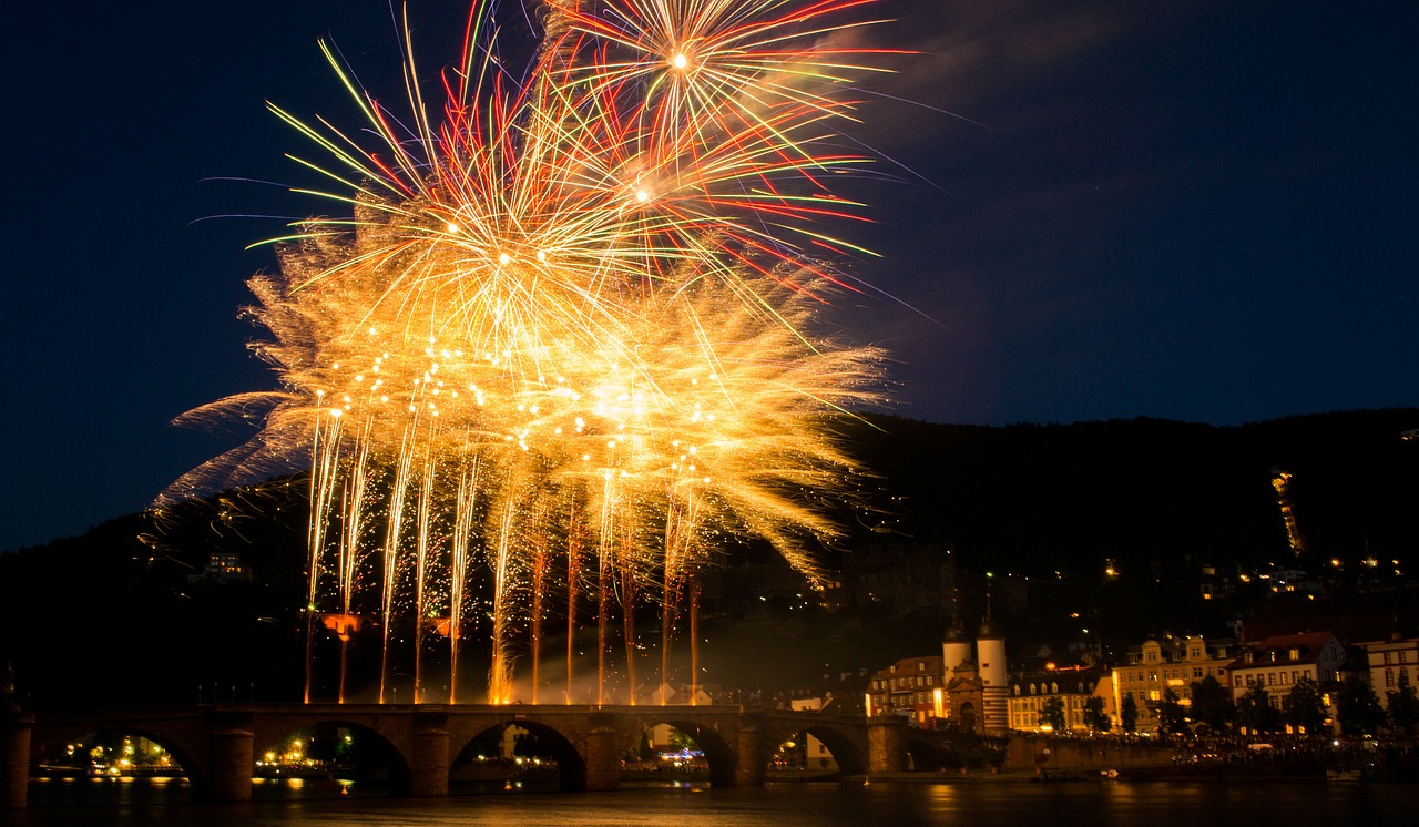 fireworks heidelberg castle free photo