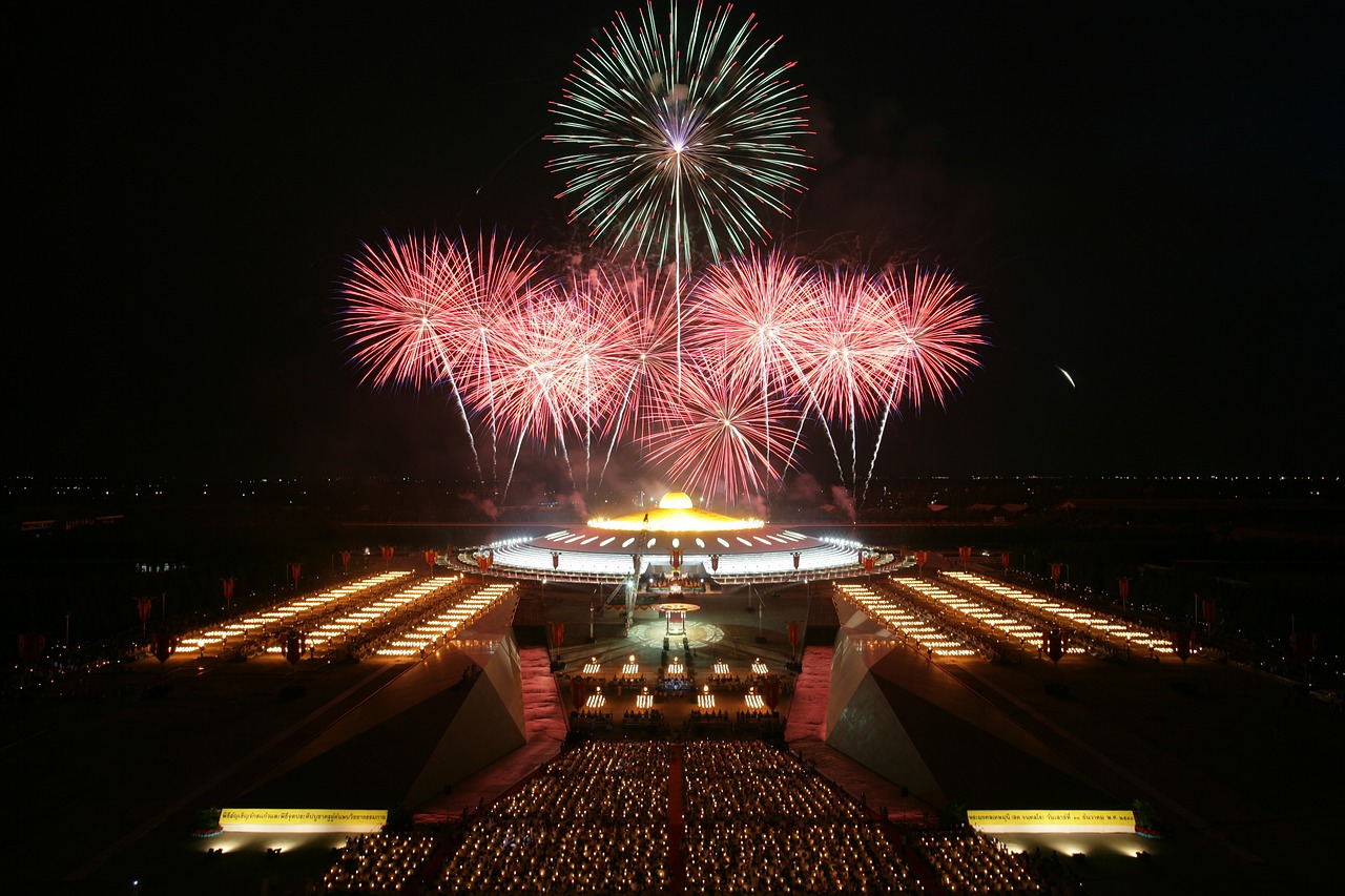 fireworks temple buddhism free photo