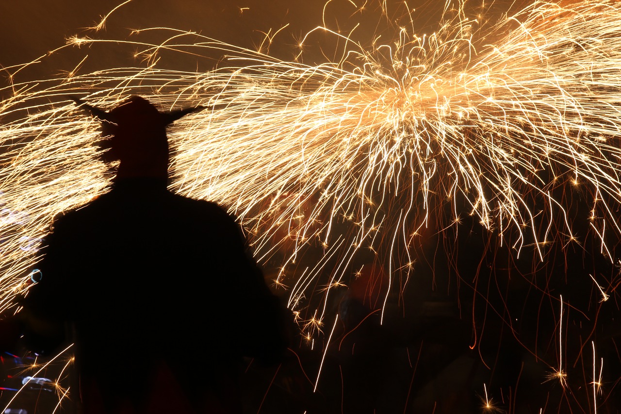 fireworks people person free photo