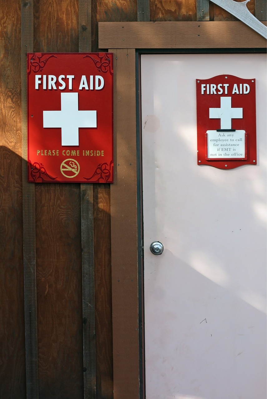 first aid station door free photo