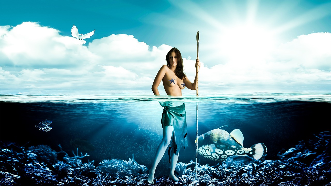 fish woman spear free photo