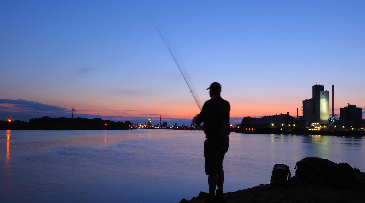 fish angler sunset free photo