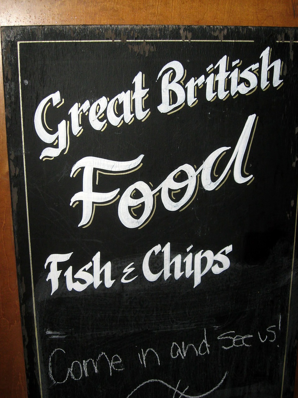 fish and chips billboard restaurant free photo