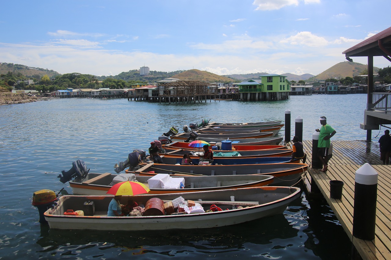 fish market boats papua new guinea free photo